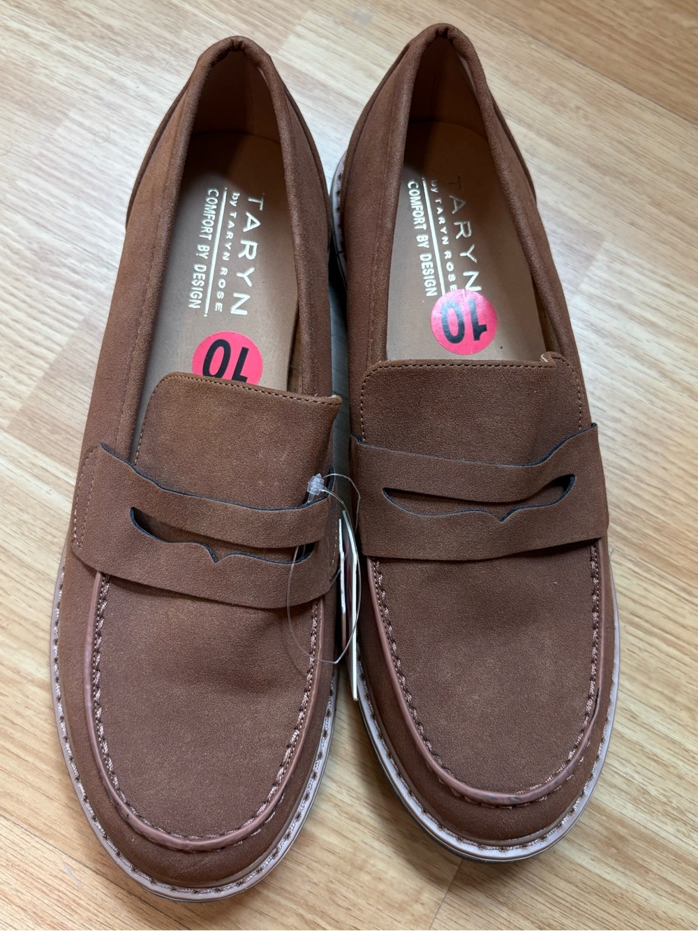 Taryn Rose Brown Suede Penny Loafers